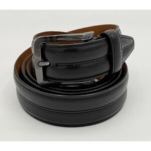 Lejon Glove Tanned Leather "Dignitary" Black Belt Size 52" Chrome Grey Buckle